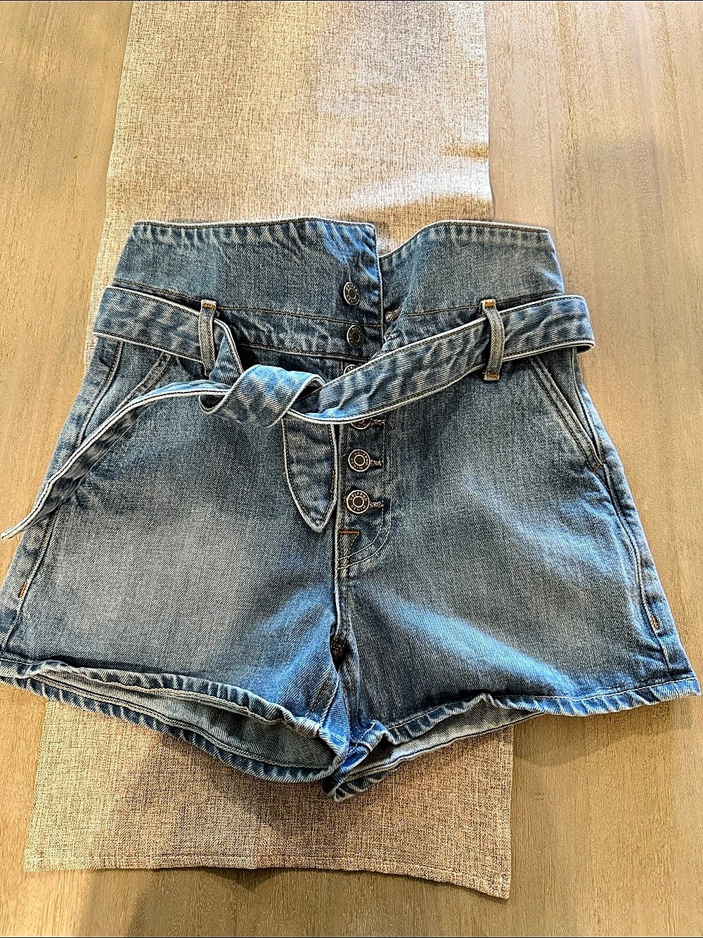 GRLFRND Nadia V Front Short Denim Jean Shorts Waist 24 Blue